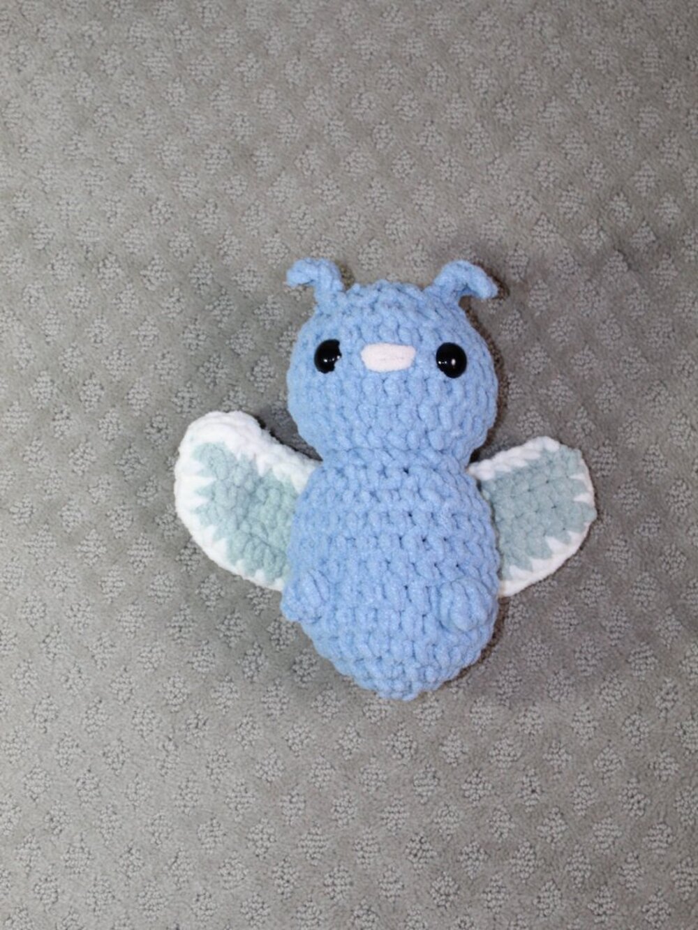 Handmade 9" x 4" Blue Crocheted Bee